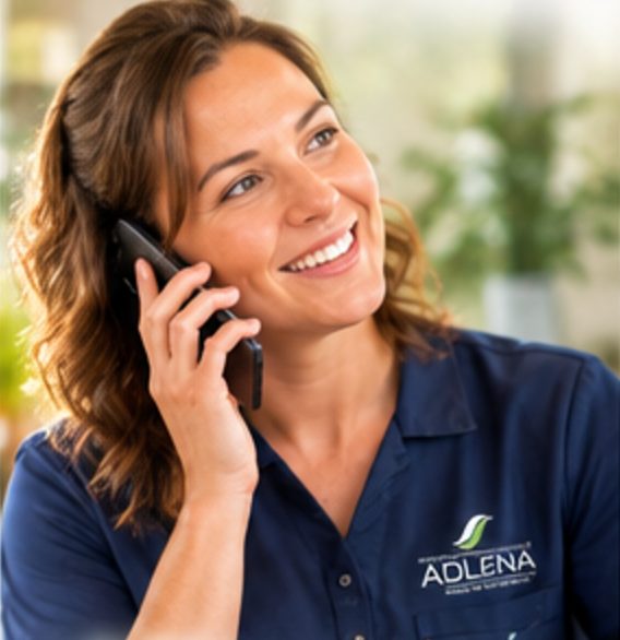Mitarbeiterin der Adlena GmbH am Telefon